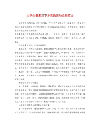 大学生暑期三下乡实践活动总结范文 