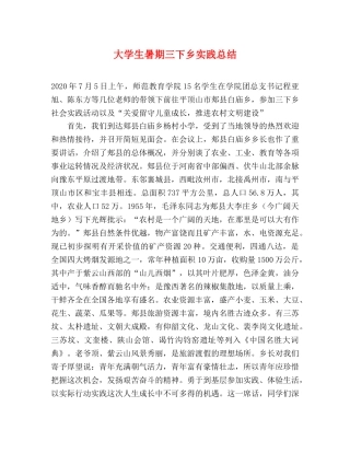 大学生暑期三下乡实践总结 