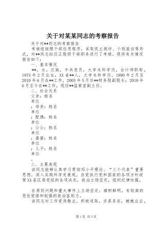 关于对某某同志的考察报告