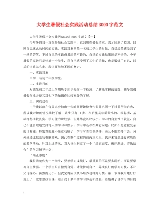 大学生暑假社会实践活动总结3000字范文 