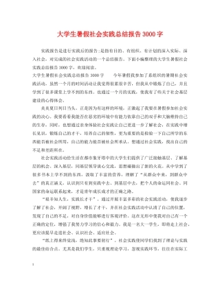 大学生暑假社会实践总结报告3000字 