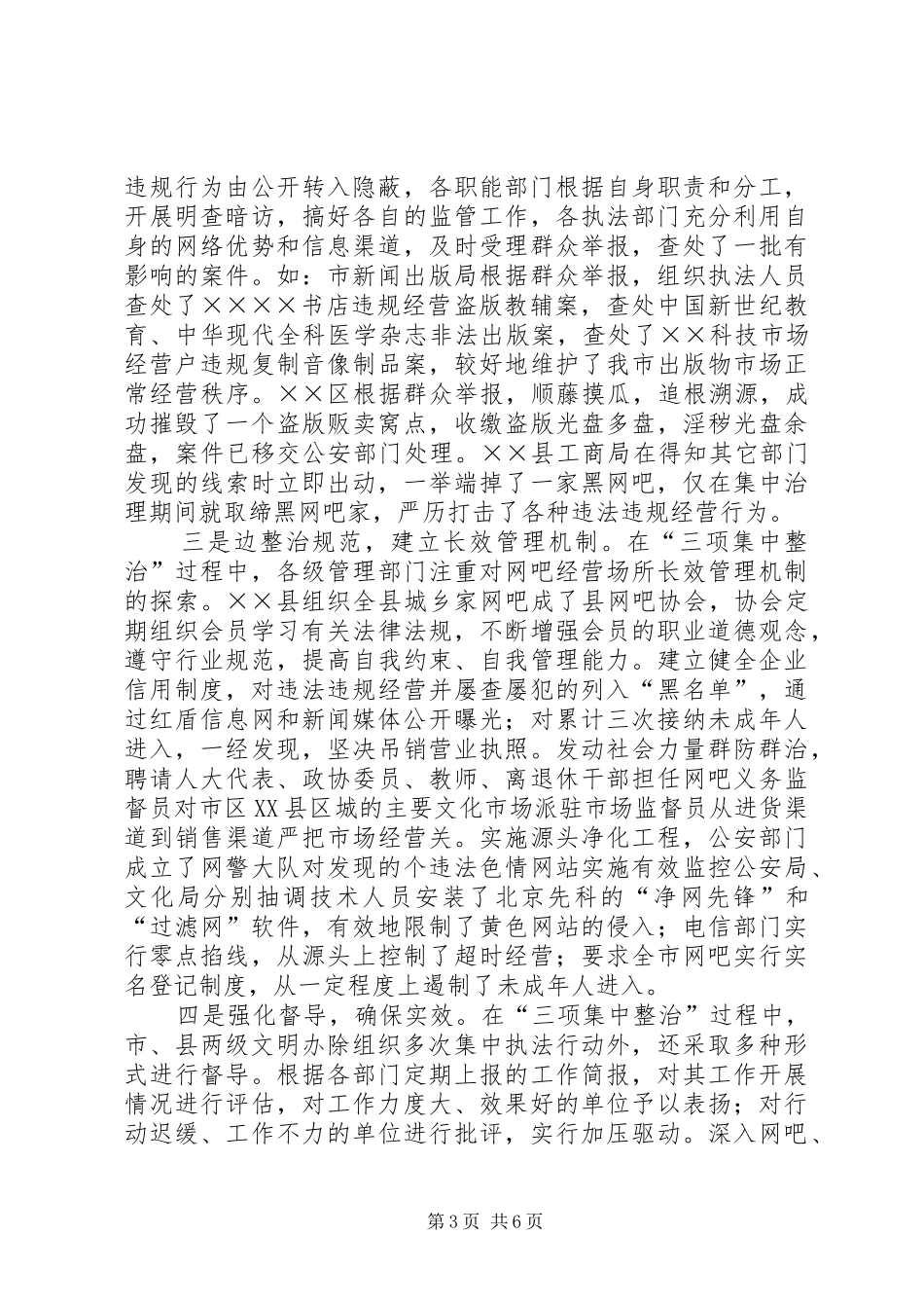 关于对××市“三项集中整治”活动的调研报告_第3页