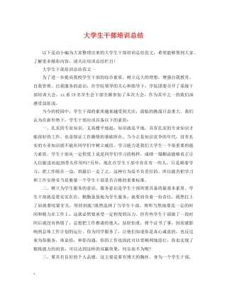 大学生干部培训总结 