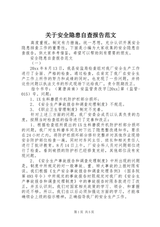 关于安全隐患自查报告范文