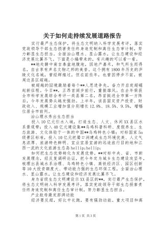 关于如何走持续发展道路报告