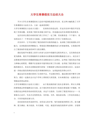 大学生寒暑假实习总结大全 
