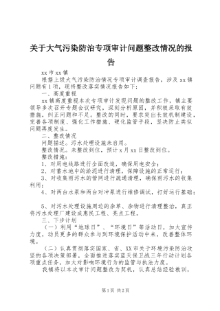 关于大气污染防治专项审计问题整改情况的报告