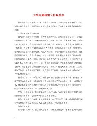 大学生寒假实习自我总结 