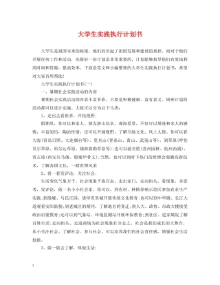 大学生实践执行计划书 