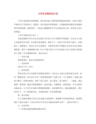 大学生实践活动计划 