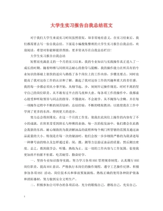 大学生实习报告自我总结范文 