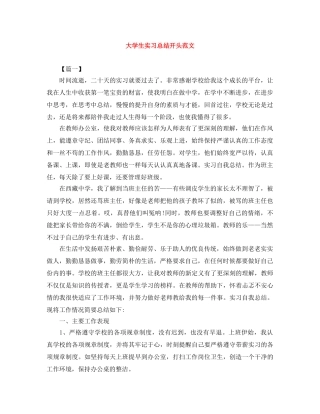 大学生实习总结开头范文 