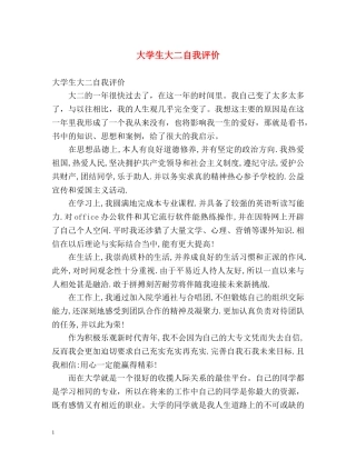 大学生大二自我评价 