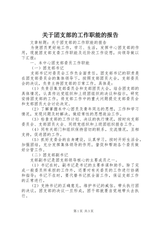 关于团支部的工作职能的报告