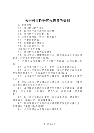 关于可行性研究报告参考提纲