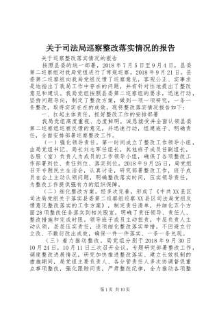 关于司法局巡察整改落实情况的报告