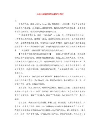 大学生共青团员的自我评价范文 