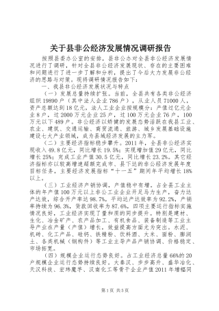 关于县非公经济发展情况调研报告