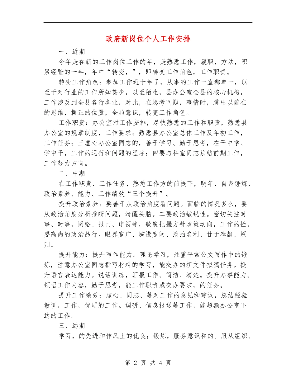 政府新岗位个人工作安排_第2页