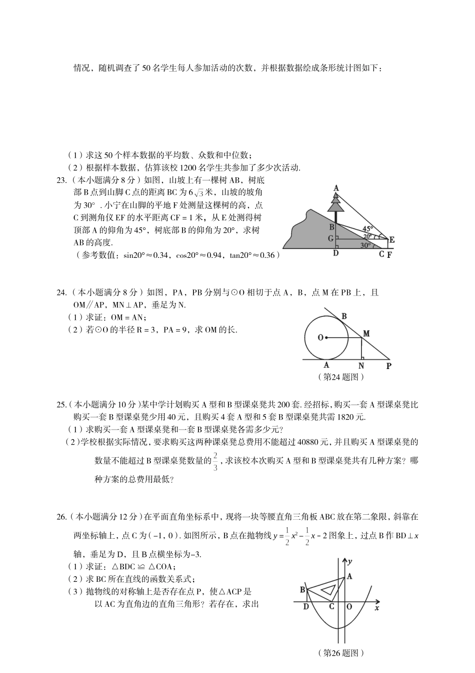 2015中考数学模拟试题含答案(精选5套)_第3页