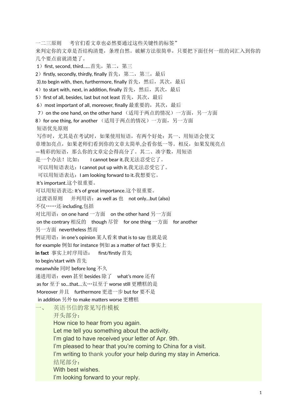 英语作文常用短语与句型_第1页