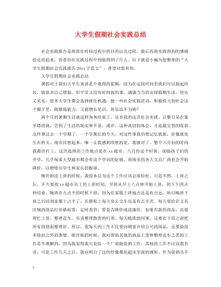 大学生假期社会实践总结 