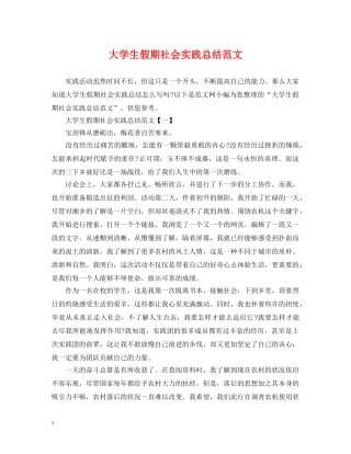 大学生假期社会实践总结范文 