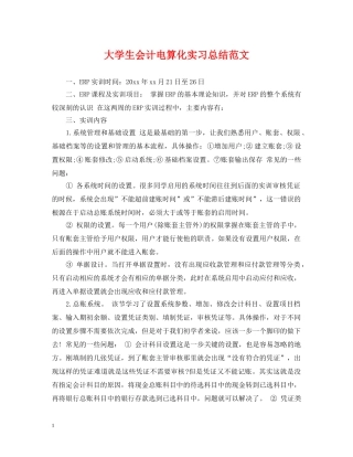大学生会计电算化实习总结范文 