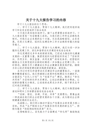 关于十九大报告学习的内容