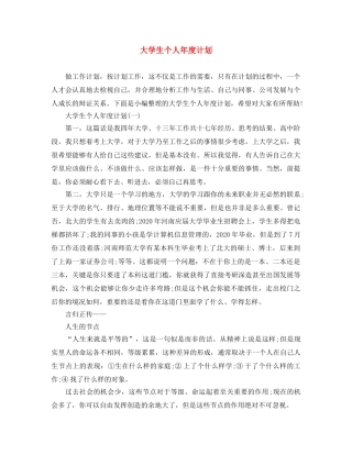 大学生个人年度计划 