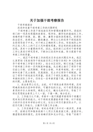 关于加强干部考察报告
