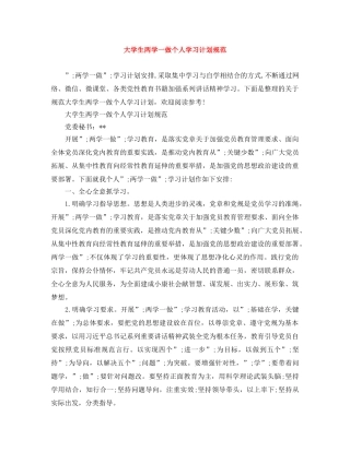 大学生两学一做个人学习计划规范 