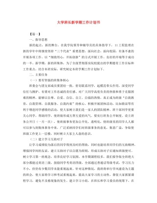 大学班长新学期工作计划书 