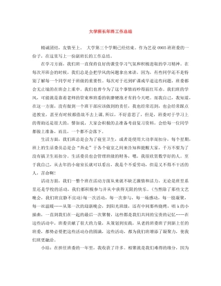 大学班长年终工作总结 