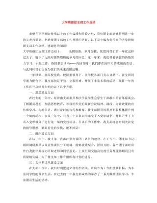 大学班级团支部工作总结 