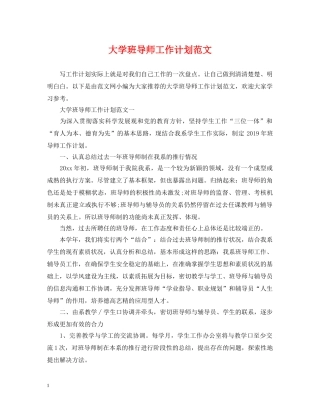 大学班导师工作计划范文 