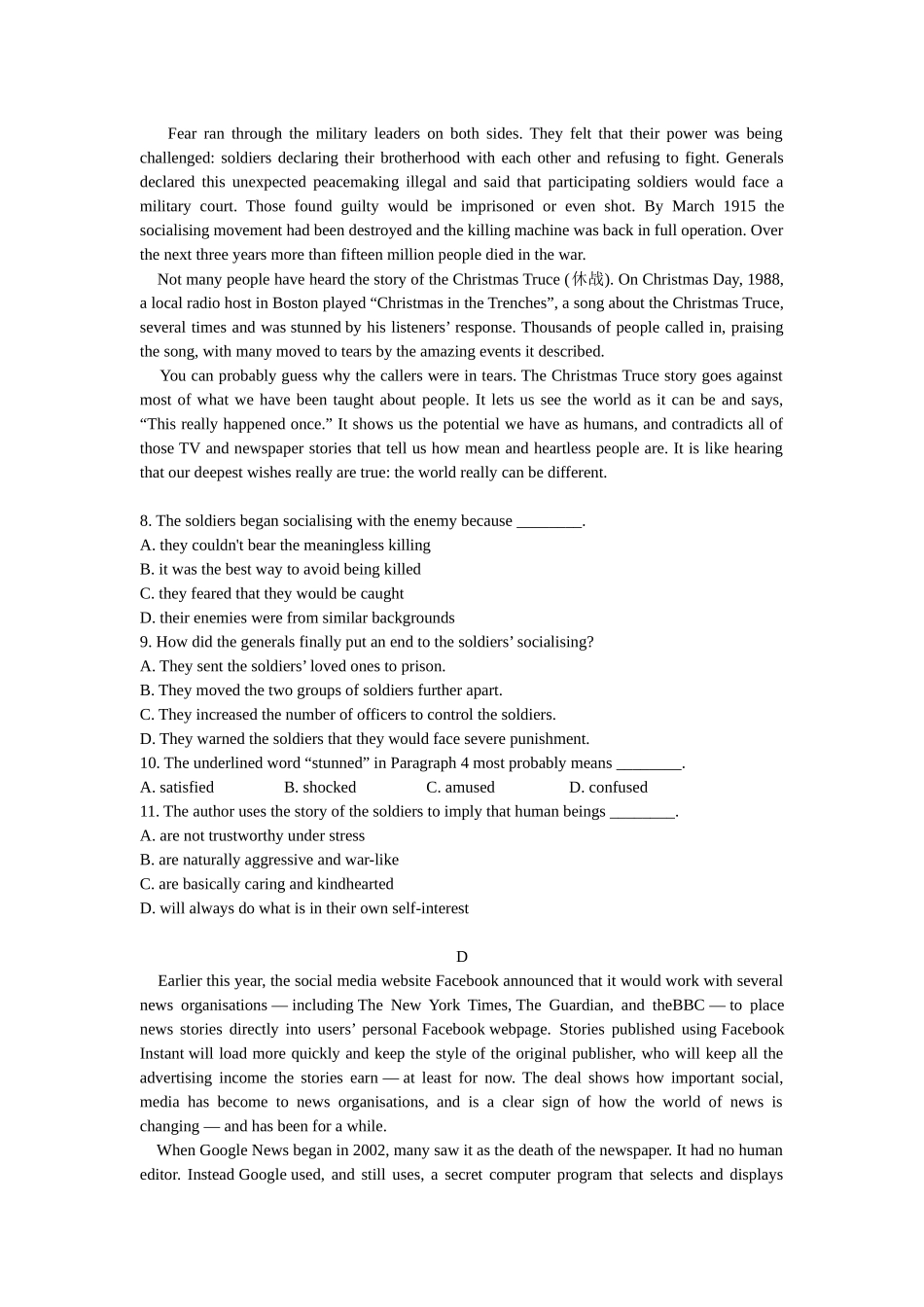 2016年广州市普通高中毕业班综合测试英语_第3页