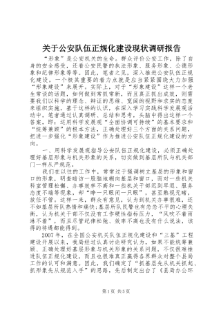 关于公安队伍正规化建设现状调研报告