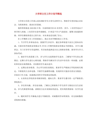 大学班主任工作计划书精选 