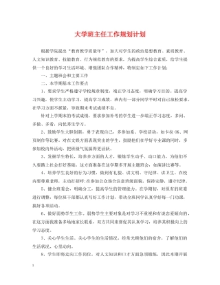 大学班主任工作规划计划 