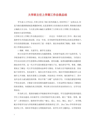 大学班主任上学期工作自我总结 