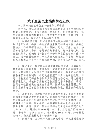 关于全县民生档案情况汇报