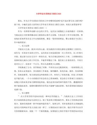 大学毕业生顶岗实习报告2020 