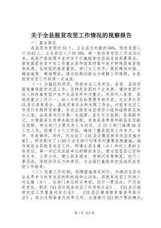 关于全县脱贫攻坚工作情况的视察报告