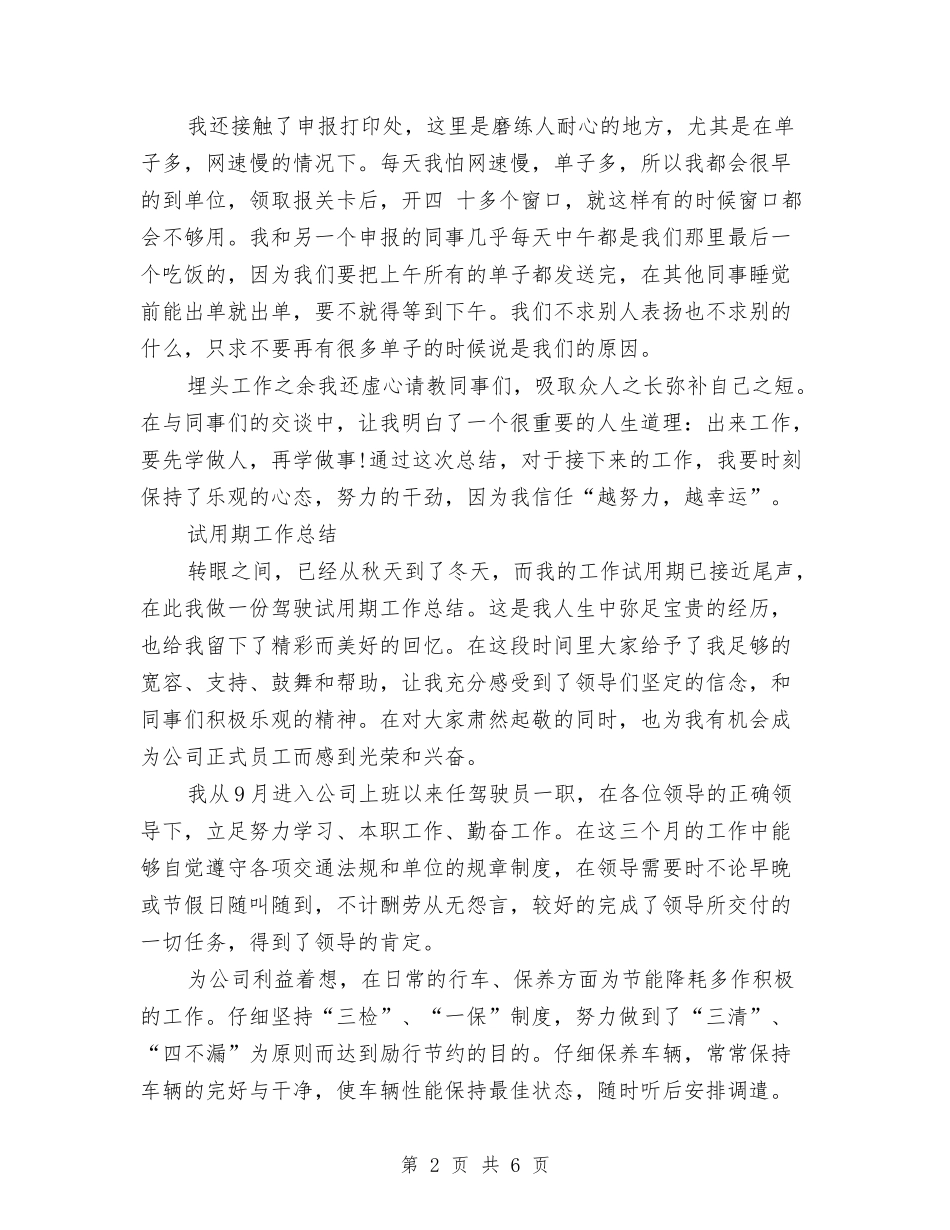 2024年3月试用期工作总结范文与2024年3月财会人员年终总结范文汇编_第2页