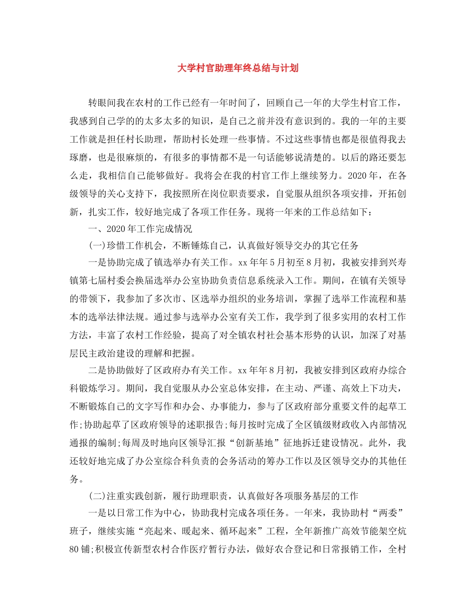 大学村官助理年终总结与计划 _第1页