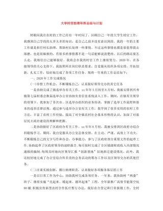 大学村官助理年终总结与计划 