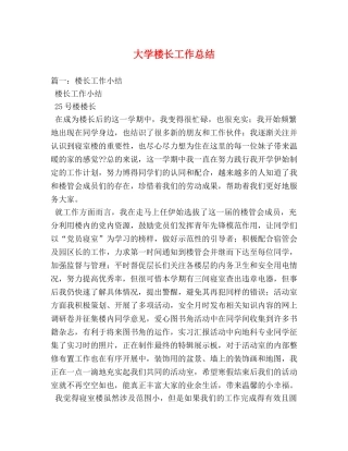 大学楼长工作总结2 