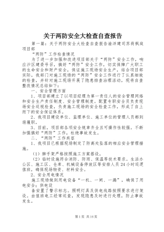 关于两防安全大检查自查报告