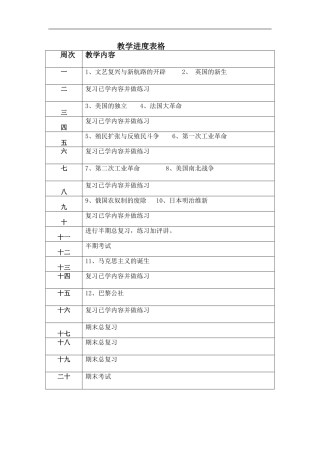 教学进度表格